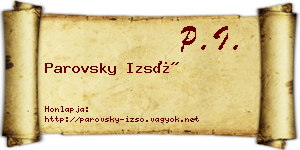Parovsky Izsó névjegykártya